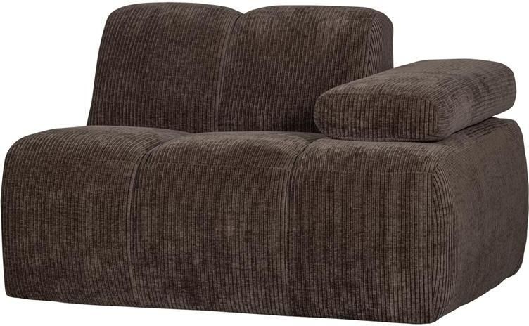 Woood Mojo 1-Zits Bank Met Arm Rechts Ribstof Bruin 74x120x97