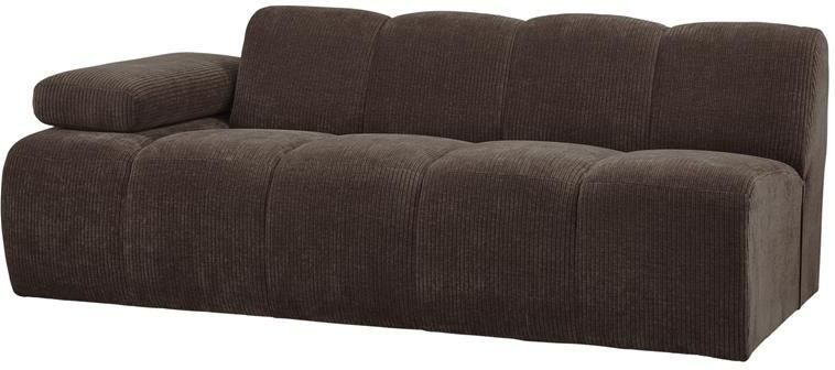 Woood Mojo 2-Zits Bank Met Arm Links Ribstof Bruin 74x200x97