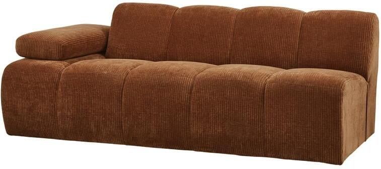 Woood Mojo 2-Zits Bank Met Arm Links Ribstof Roest Bruin