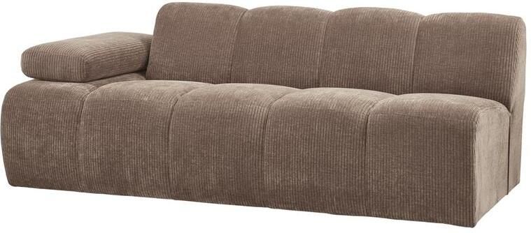 Woood Mojo 2-Zits Bank Met Arm Links Ribstof Zand 74x200x97