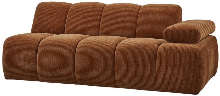 Woood Mojo 2-Zits Bank Met Arm Rechts Ribstof Roest Bruin