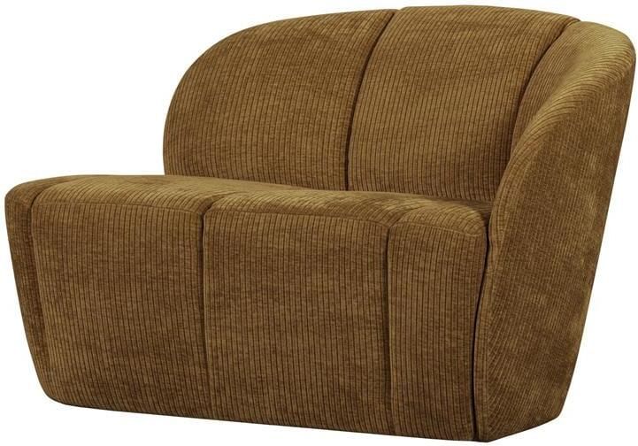 Woood Mojo 2-Zits Bankje Rechts Geweven Ribstof Honinggeel