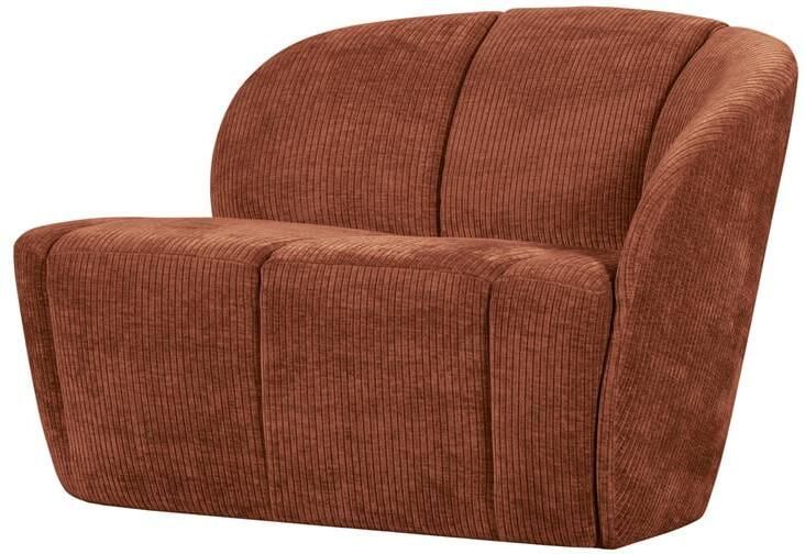 Woood Mojo 2-Zits Bankje Rechts Geweven Ribstof Roestbruin