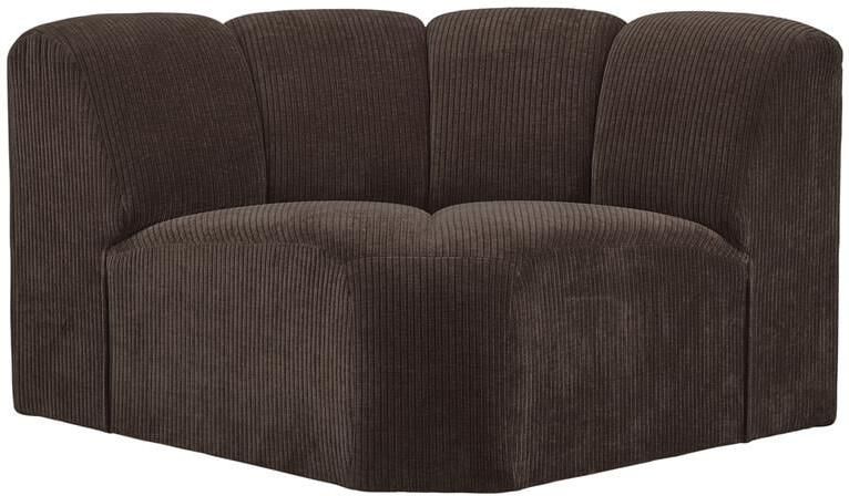 Woood Mojo Bank Hoekelement Ribstof Bruin 75x68x77