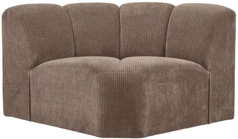 Woood Mojo Bank Hoekelement Ribstof Donker Zand 75x68x77