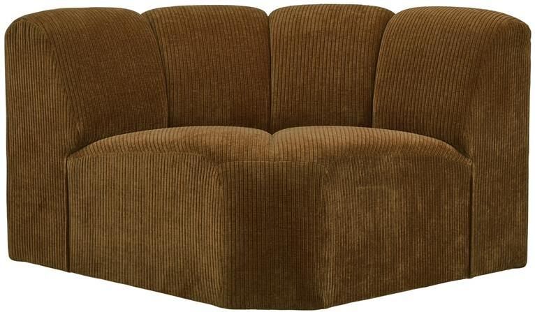 Woood Mojo Bank Hoekelement Ribstof Honing Geel 75x68x77