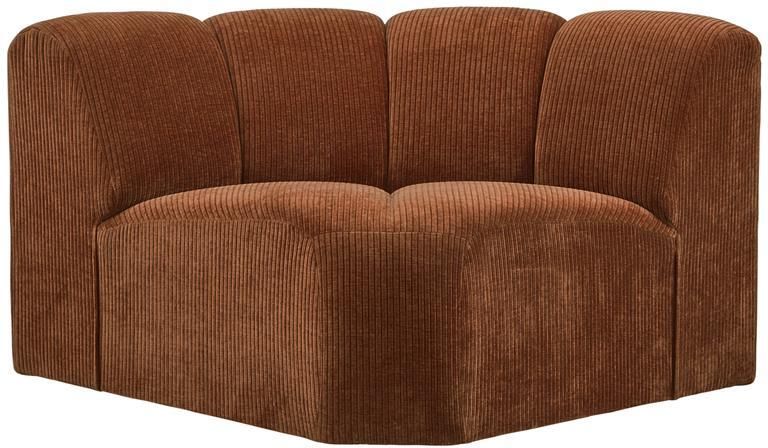 Woood Mojo Bank Hoekelement Ribstof Roest Bruin 75x68x77