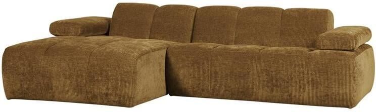Woood Mojo Chaise Longue Bank Links Geweven Ribstof Honing Geel
