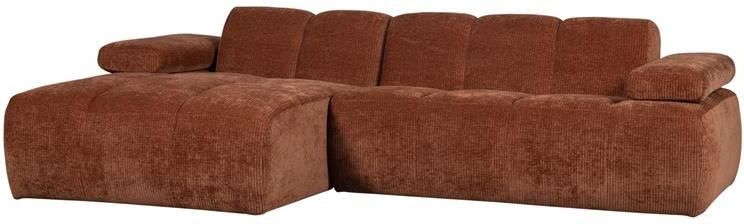 Woood Mojo Chaise Longue Bank Links Geweven Ribstof Roest Bruin