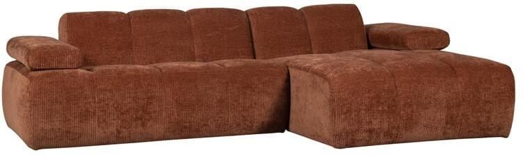 Woood Mojo Chaise Longue Bank Rechts Ribstof Roest Bruin