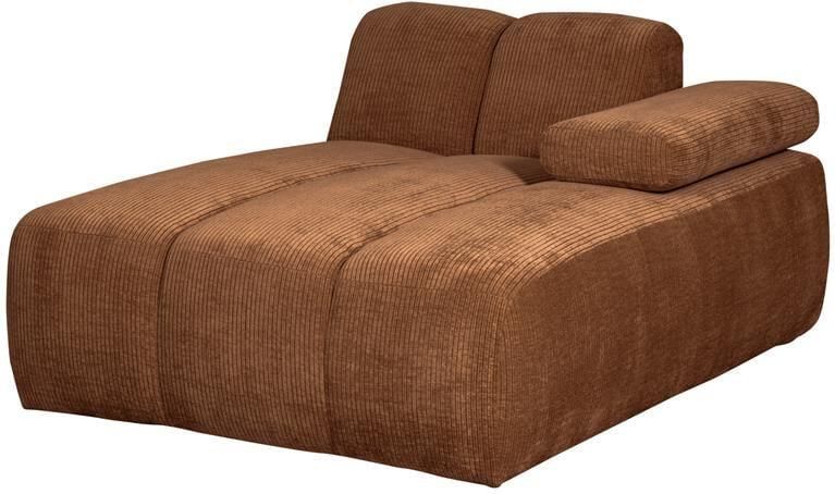 Woood Mojo Chaise Longue Elementenbank Rechts Ribstof Roest Bruin