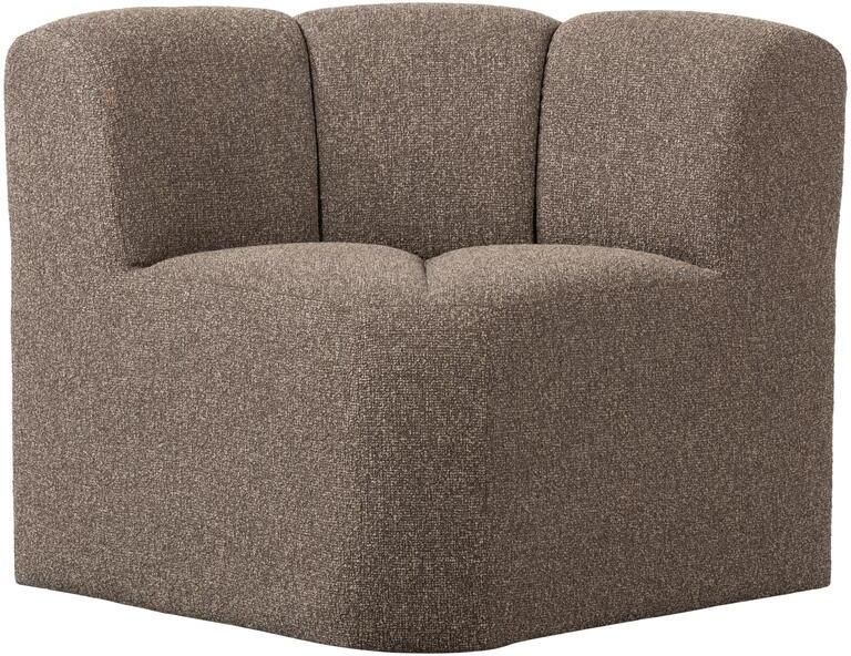 Woood Mojo Eetbankje Hoek Met Rugleuning Bouclé Bruin Melange