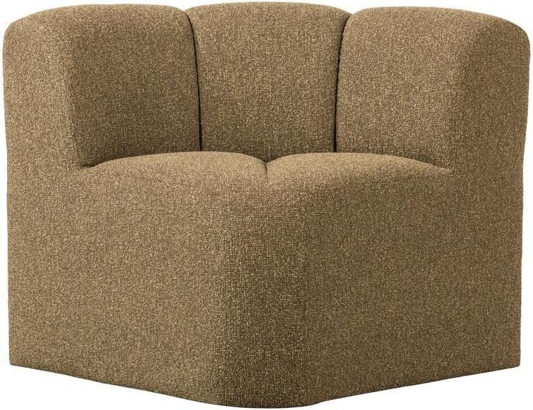 Woood Mojo Eetbankje Hoek Met Rugleuning Bouclé Geel|Bruin Melange