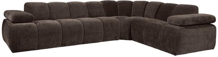 Woood Mojo Hoekbank Rechts Ribstof Bruin 74x310x230