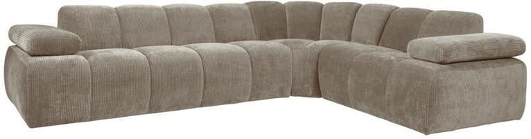 Woood Mojo Hoekbank Rechts Ribstof Donker Zand 74x310x230