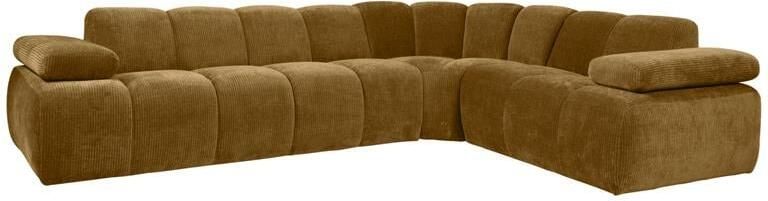 Woood Mojo Hoekbank Rechts Ribstof Honing Geel 74x310x230
