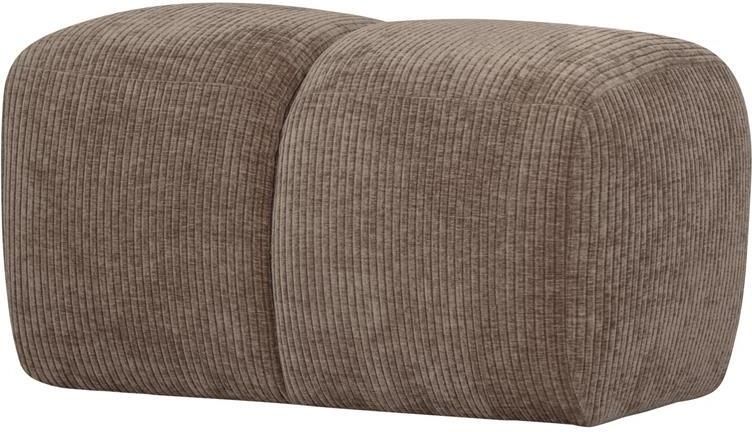 Woood Mojo Poef Ribstof Donker Zand 80x60x45