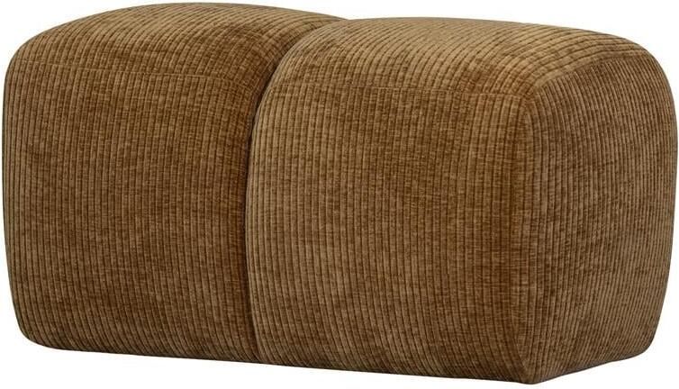 Woood Mojo Poef Ribstof Honing Geel 80x60x45