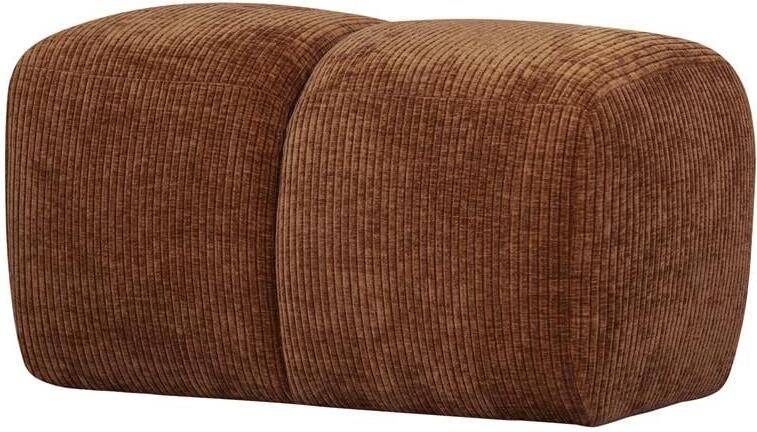 Woood Mojo Poef Ribstof Roest Bruin 80x60x45
