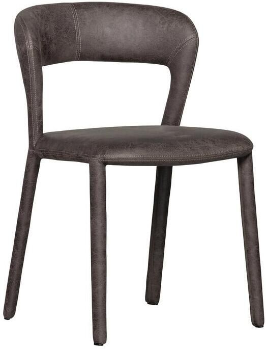 WOOOD Noble Eetkamerstoel Leerlook Zwart Grijs 76x51x56 - Foto 2