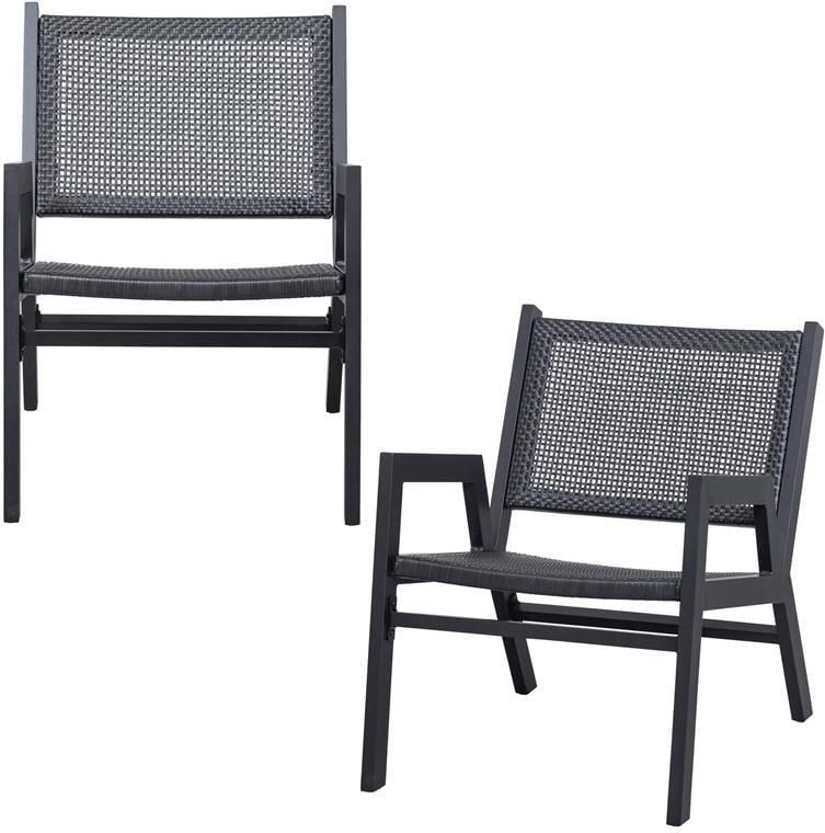 Woood Pem Tuin Fauteuils Armleuning Aluminium Zwart Set van 2
