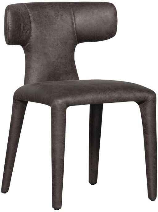 WOOOD Permit Eetkamerstoel Leerlook Zwart Grijs 78x52x53 - Foto 2