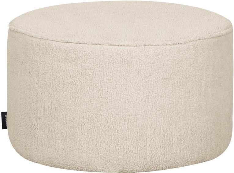 Woood Sara Poef Laag Bouclé Creme 36xØ60cm