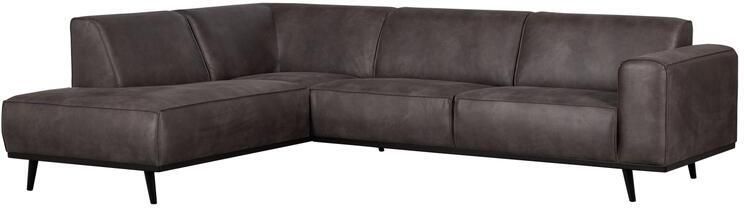 Woood Statement Hoekbank Links Lederlook Donkergrijs 77x274x210