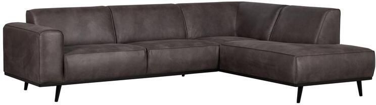 Woood Statement Hoekbank Rechts Lederlook Donkergrijs 77x274x210