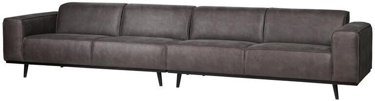 Woood Statement Xl 4-Zits Bank Lederlook Donkergrijs 77x372x93