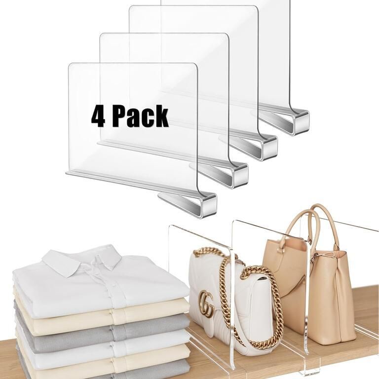 XIVADA Kastverdeler 4 stuks Plankverdeler Kledingkast Organizer Kleding opbergen Kast indeler Kast indeling - Foto 2