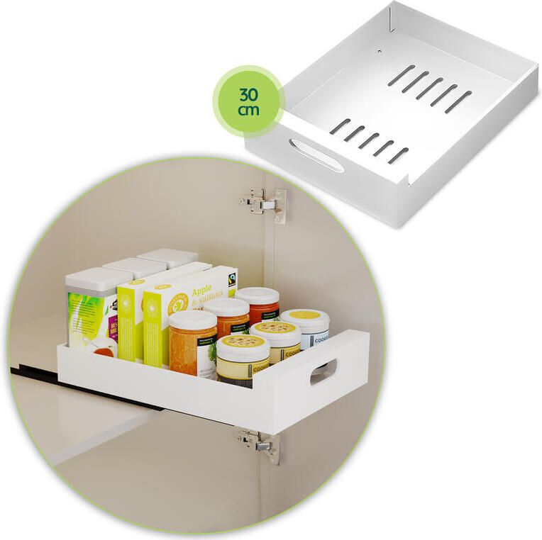 XIVADA Keukenkast organizer Schuiflade Aluminium 30 cm Wit