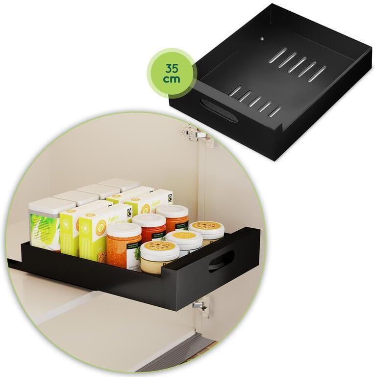 XIVADA Keukenkast organizer Schuiflade Aluminium 35 cm Zwart
