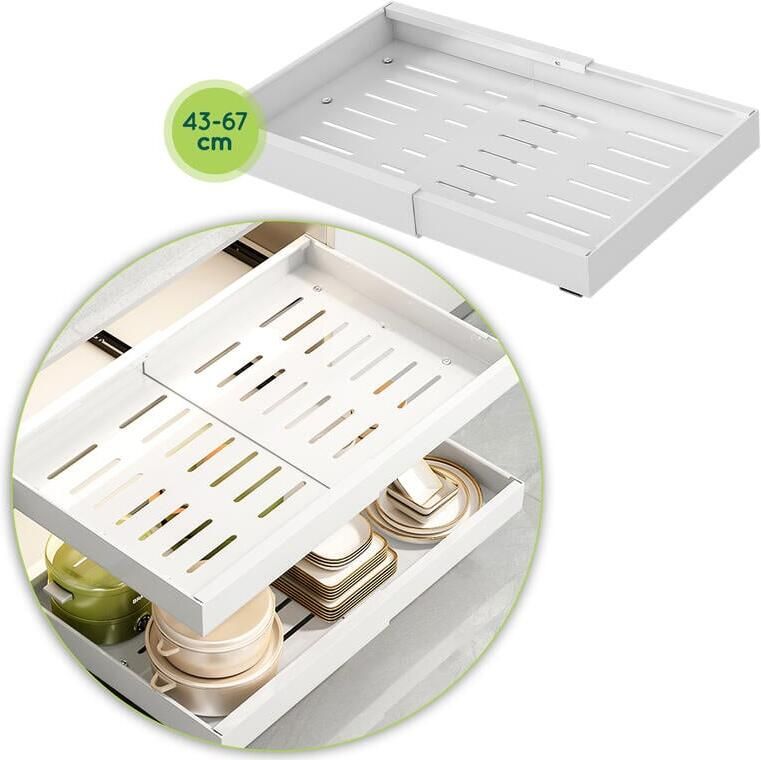 XIVADA Keukenorganizer Schuiflade Aluminium Verstelbaar Wit