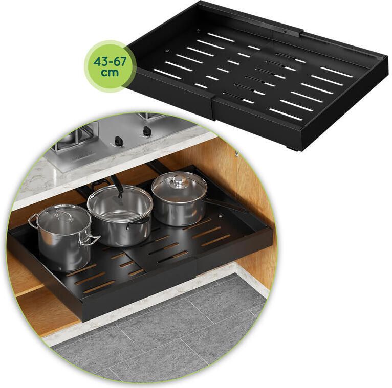 XIVADA Keukenorganizer Schuiflade Aluminium Verstelbaar Zwart
