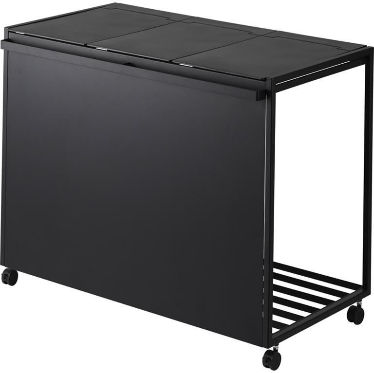 Yamazaki Afvalscheidingsprullenbak met wielen 3 comp Tower Zwart