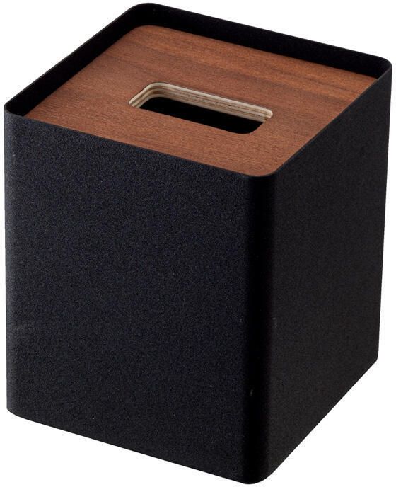 Yamazaki Tissuebox Vierkant Rin Zwart