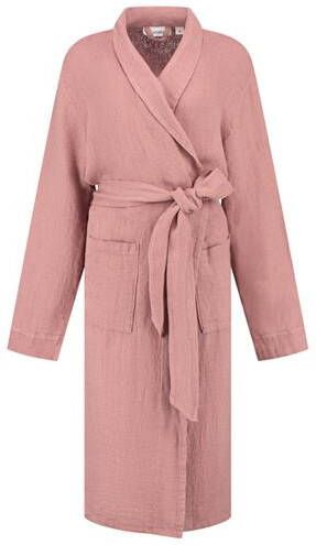 Yumeko kimono badjas gewassen linnen wafel blush rose l