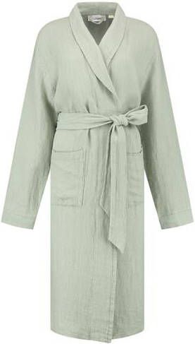 Yumeko kimono badjas gewassen linnen wafel misty green m