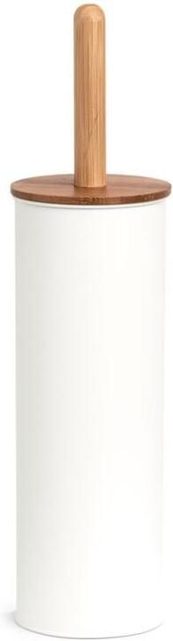 Zeller WC|Toiletborstel in houder bamboe hout wit H38 x D10 cm