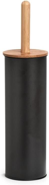 Zeller WC|Toiletborstel in houder bamboe hout zwart H38 cm