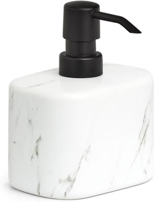 Zeller Zeeppompje|dispenser keramiek wit marmer look luxe 13 cm - Foto 2