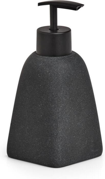 Zeller Zeeppompje|dispenser kunststeen antraciet grijs 15 cm - Foto 2