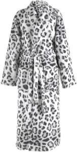 Zo!Home Zo Home Flanel Fleece Badjas Snow Leopard grey XL