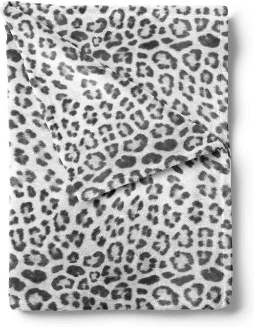 Zohome Plaid Snow-Leopard Warme deken voor op de bank Zacht 140x200 Grijs - Foto 1