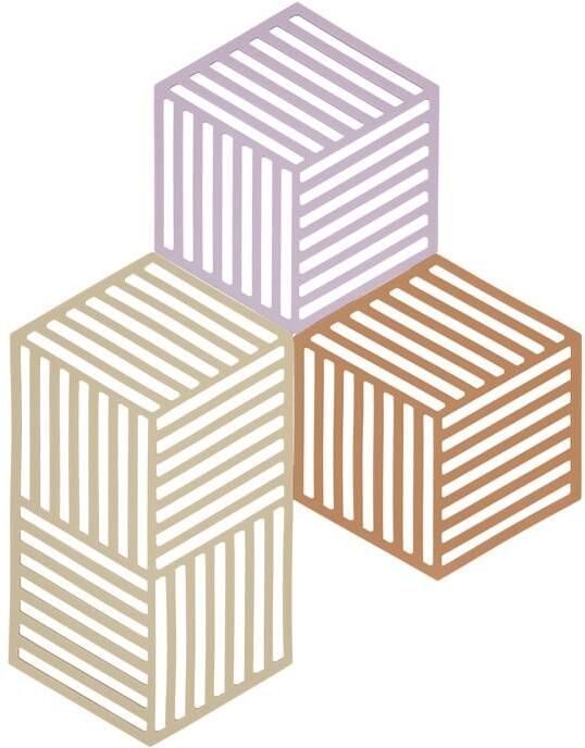 Zone Denmark Hexagon Onderzetter Set van 3 Lupine Warm Sand Light Terracotta