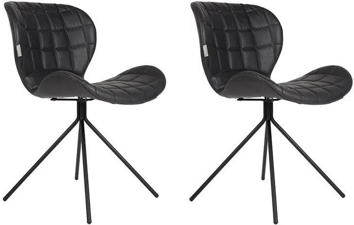 Zuiver OMG Eetkamerstoelen Kunstleer Zwart Set van 2 - Foto 4
