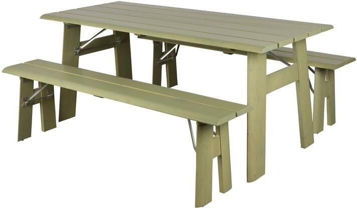 Zuiver Avenue Picknicktafel met 2 banken Hout Groen