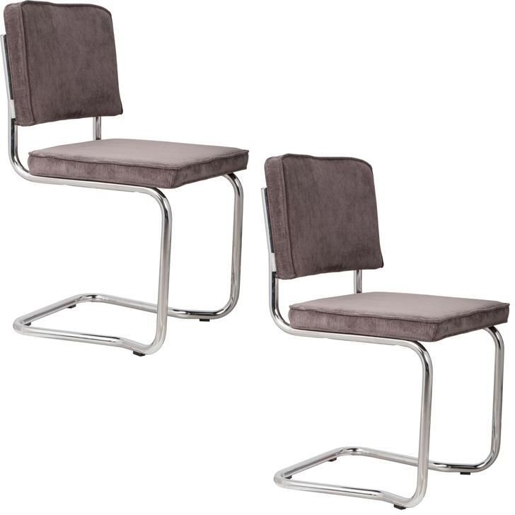 Zuiver Ridge Rib Kink Eetkamerstoelen Grijs Set van 2 - Foto 2