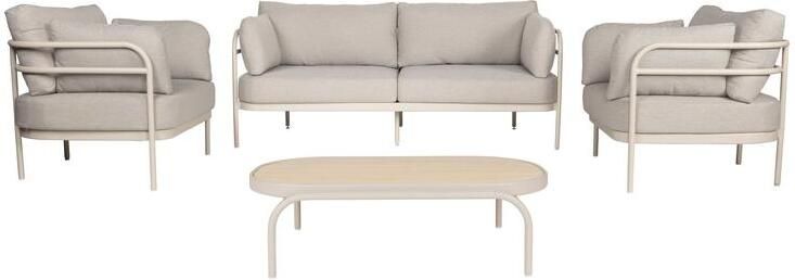 Zuiver Vista Tuin Loungeset bank + tafel + 2 fauteuils Beige